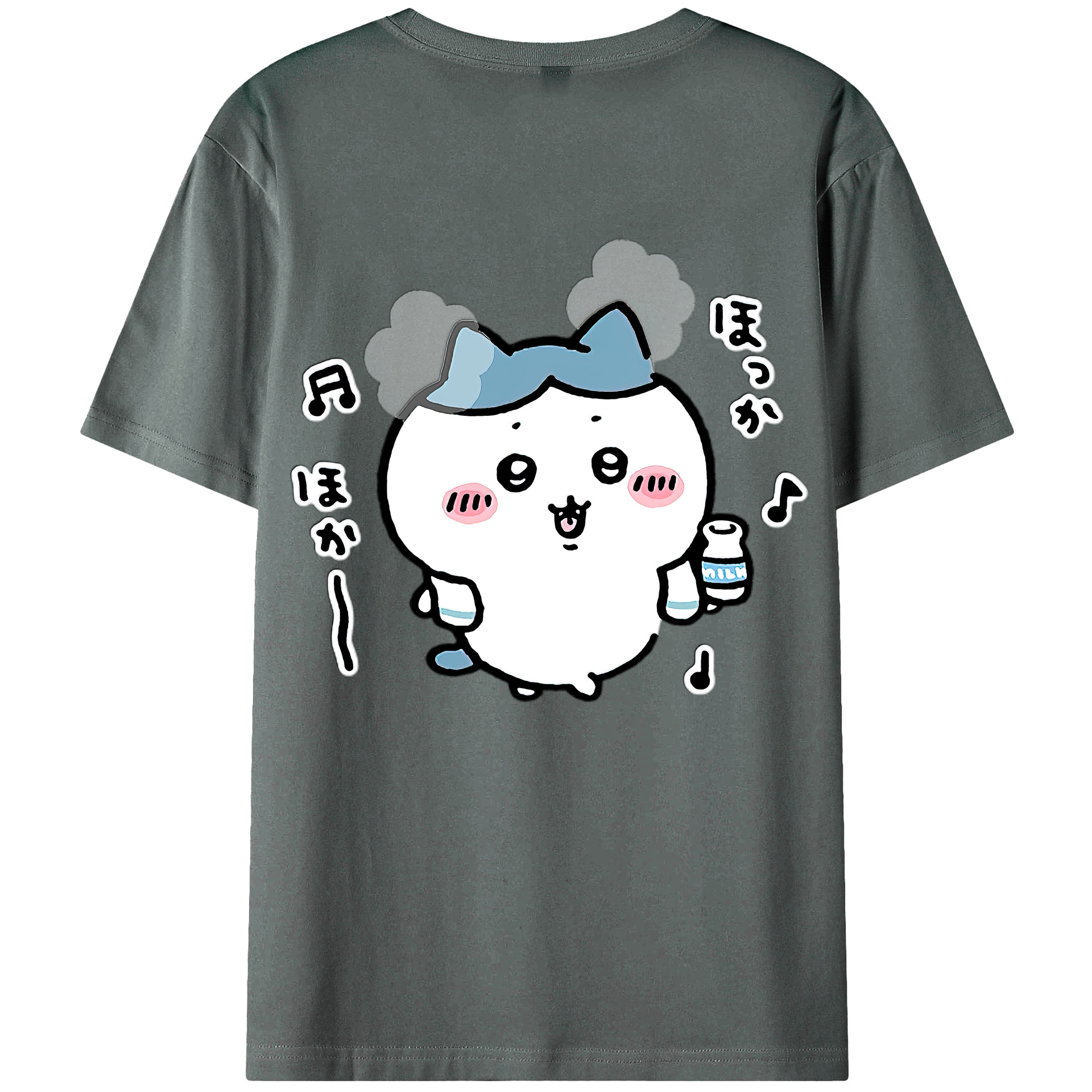 （画像用） ちいかわ ハチワレ Chii-kawa hachiware 綿100％ メンズ半袖Tシャツ（バックプリント） 通気性